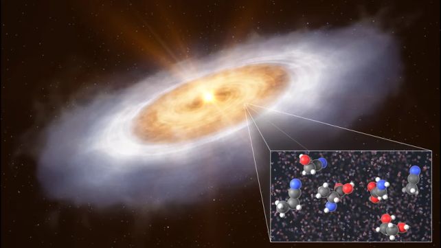 Descubren bloques fundamentales de la vida alrededor de una estrella bebé